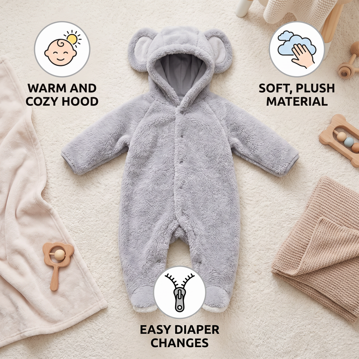 Cute Baby Onesie in Bear Design