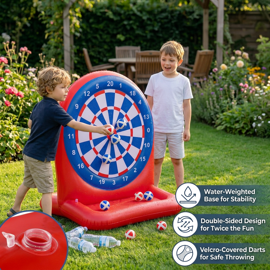 Inflatable Water Target Game with Darts – Outdoor Throwing Game for the Garden