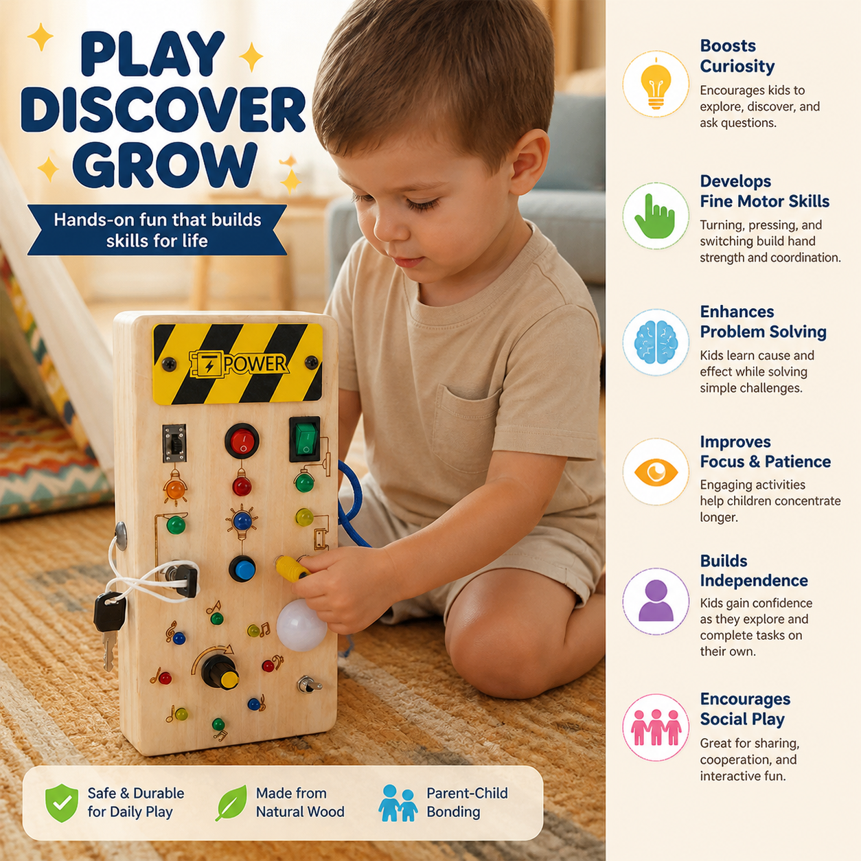 Montessori Wooden Activity Board