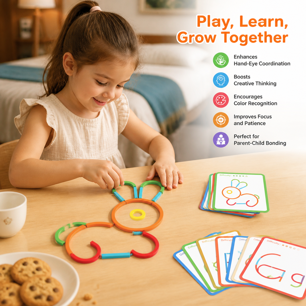 Educational Montessori Sticks and Rings Building Blocks