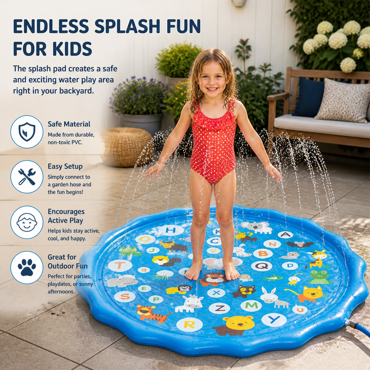 Inflatable Kids Splash Pad with Sprinkler – Outdoor Water Play Mat for Garden & Beach