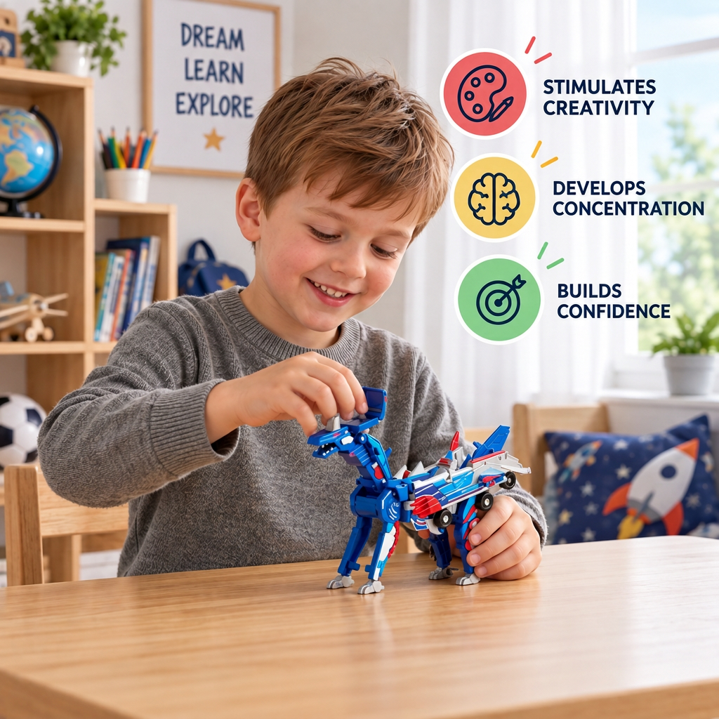 2-in-1 Magnetic Transforming Car & Dinosaur Toy with Automatic Collision Action