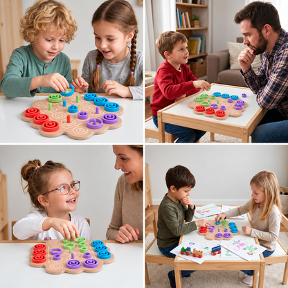 Early Educational 3-Level Wooden Tic-Tac-Toe Strategy Game