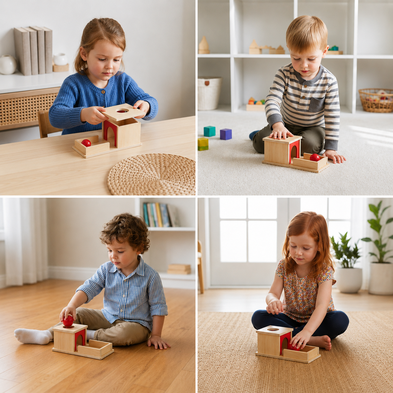 Montessori Wooden Box with Ball for Toddlers