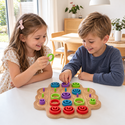 Early Educational 3-Level Wooden Tic-Tac-Toe Strategy Game