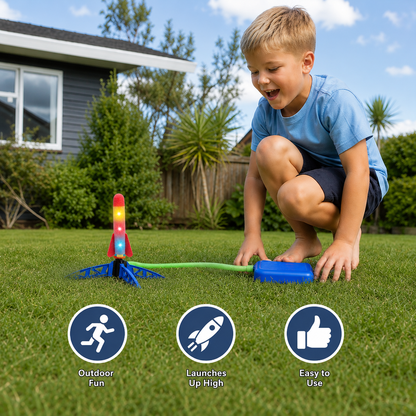 Kids Rocket Launcher with Foot Pump – Lightning Air-Powered Outdoor Toy