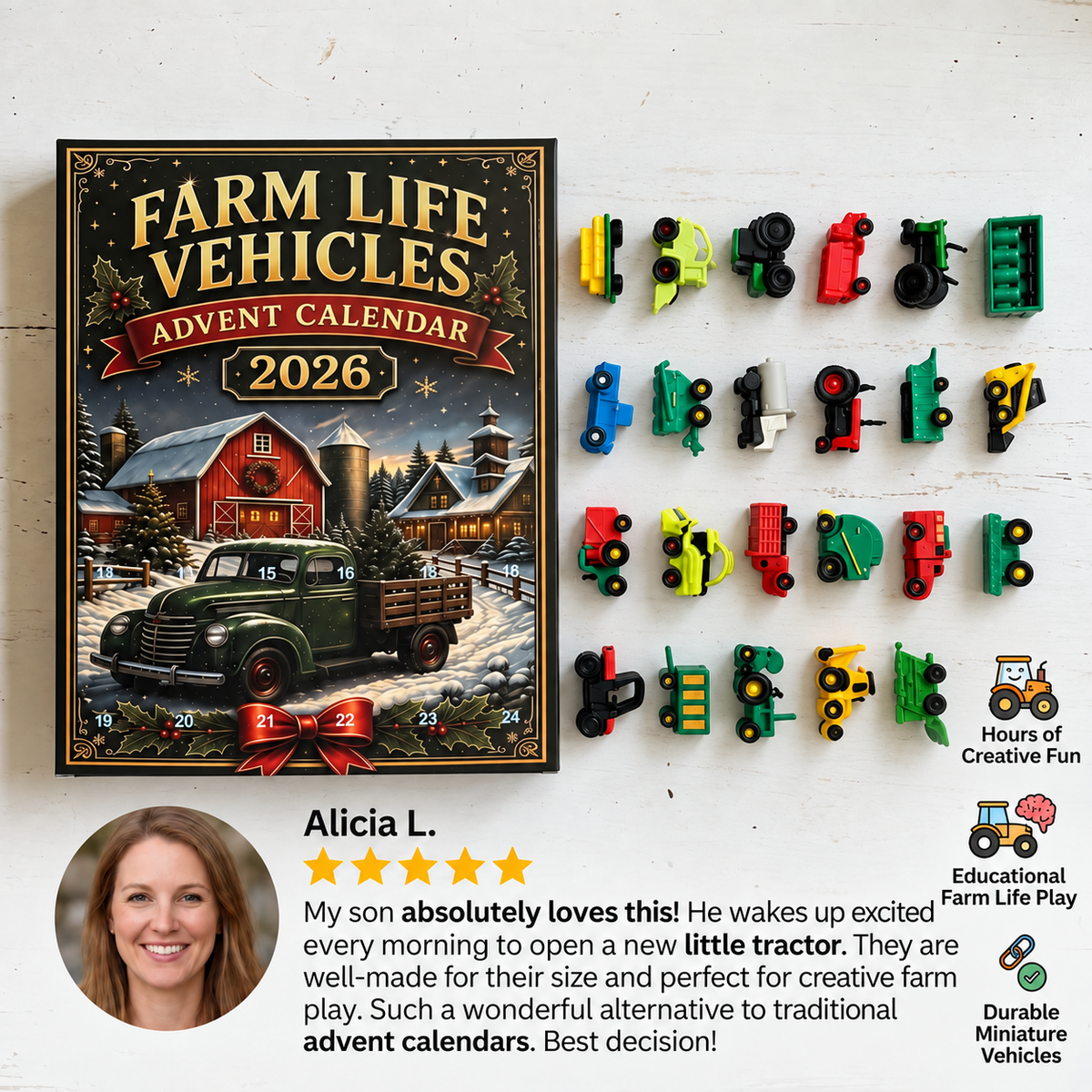24-Day Farm Vehicles Christmas Advent Calendar