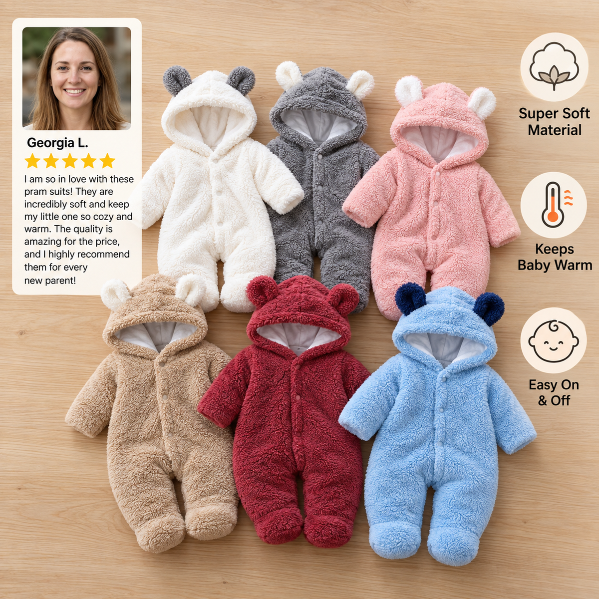 Soft & Cozy Hooded Baby Bear Jumpsuit