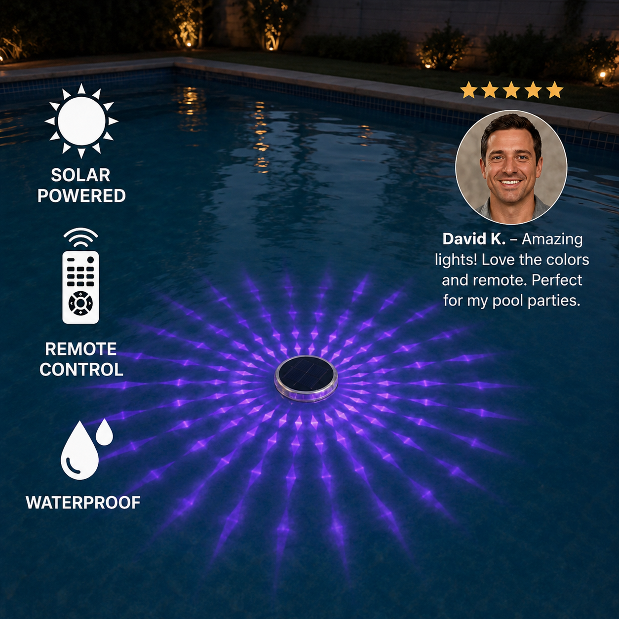 Floating solar LED light with remote control