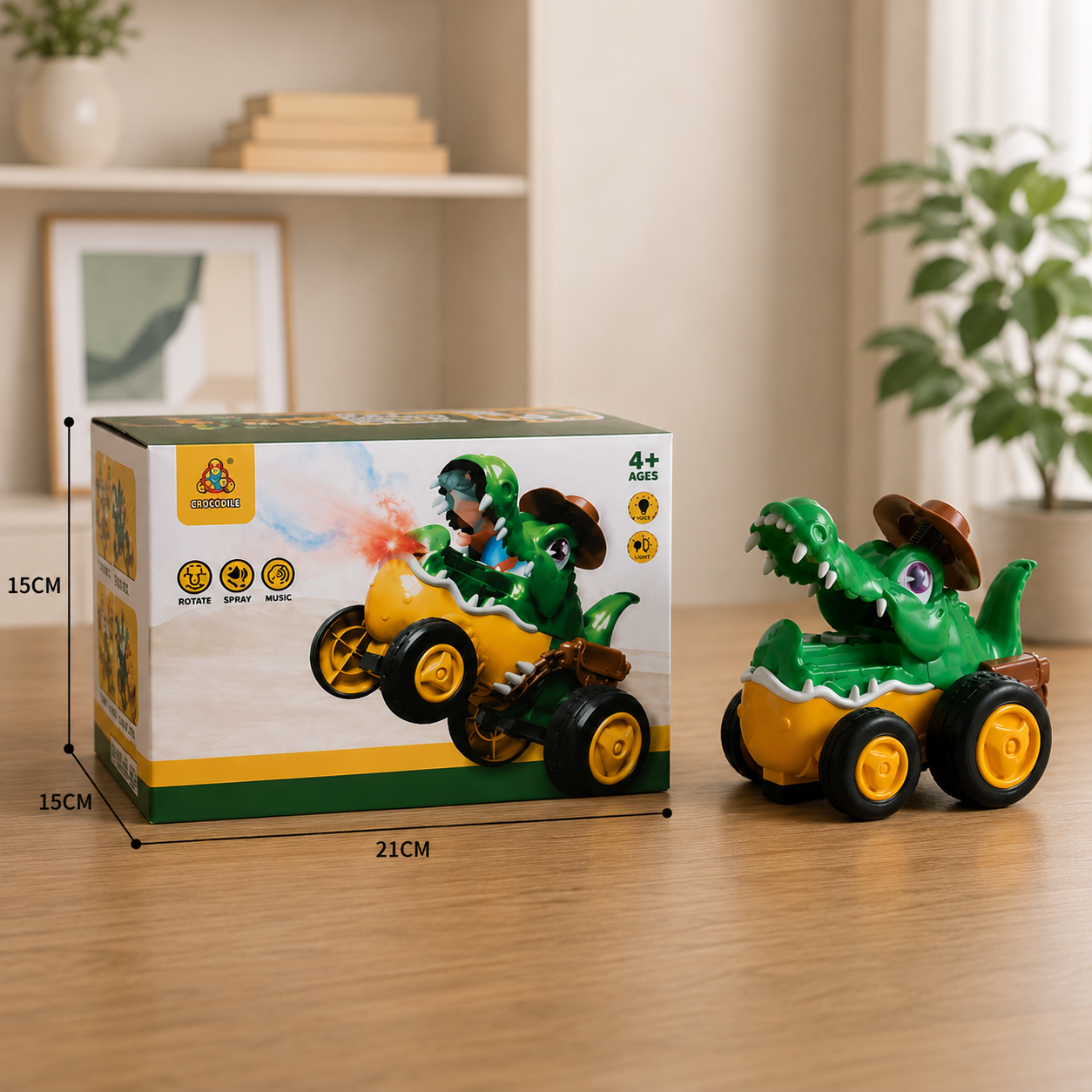 Remote Control Crocodile Stunt Car – Lights, Spray & Sound Effects