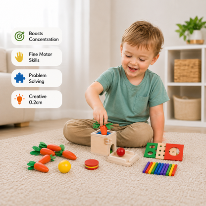 Montessori Wooden Play Box: Tasks & Solutions Set