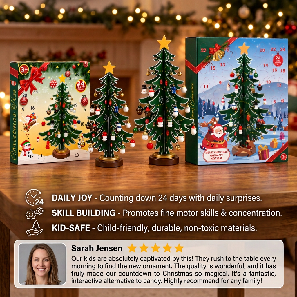 24-Day Mini Christmas Tree Ornament Advent Calendar for Kids
