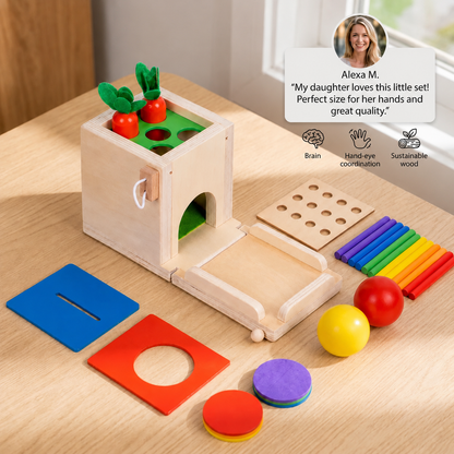Montessori Wooden Play Box: Tasks & Solutions Set