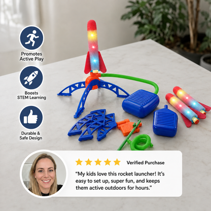 Kids Rocket Launcher with Foot Pump – Lightning Air-Powered Outdoor Toy
