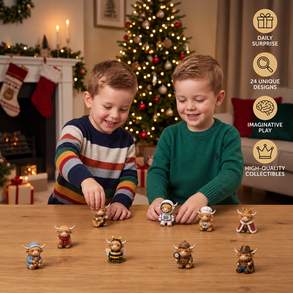 24-Day Highland Cow Advent Calendar with Collectible Mini Figurines
