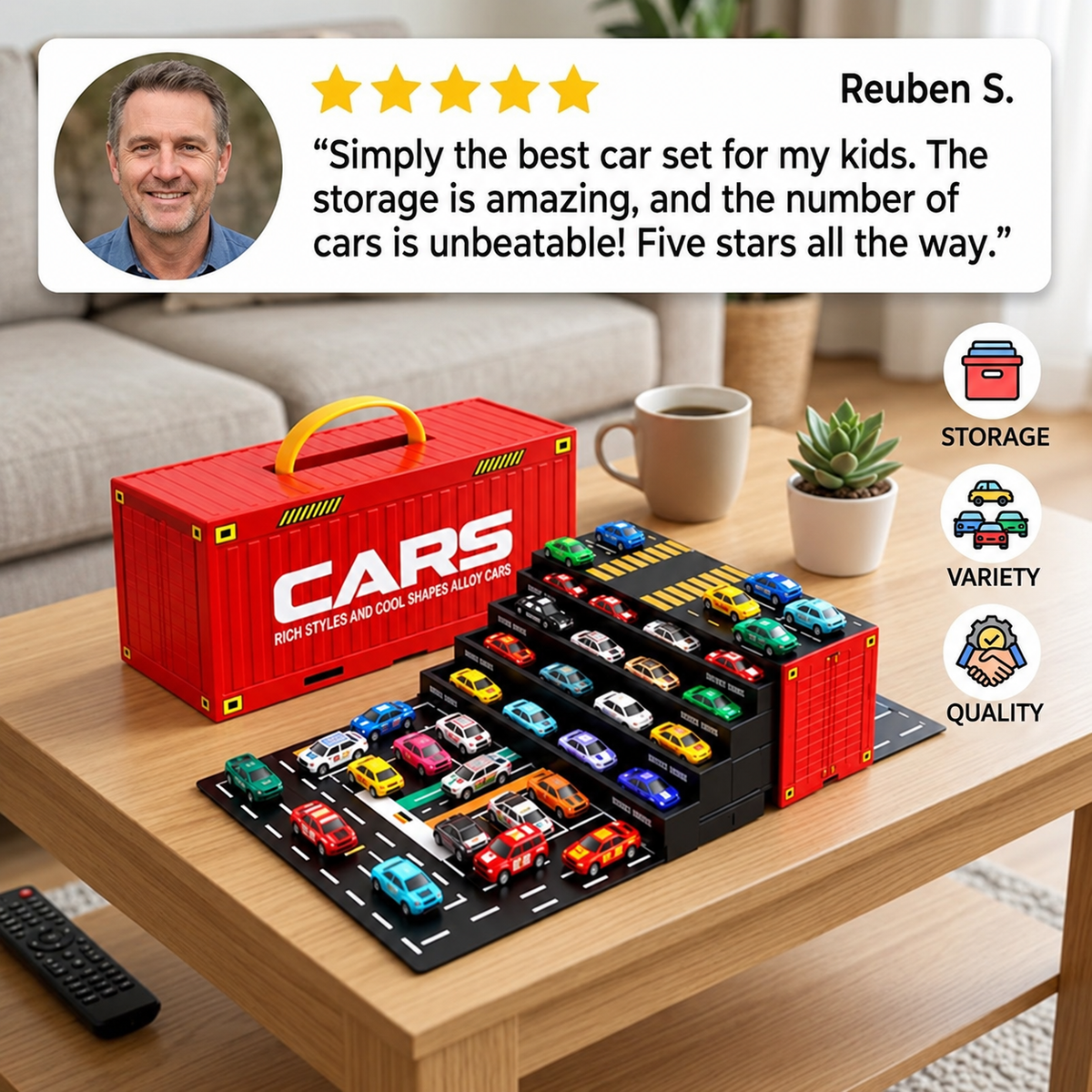 48-Piece Mini Die-Cast Pull-Back Car Set with Storage Container Box