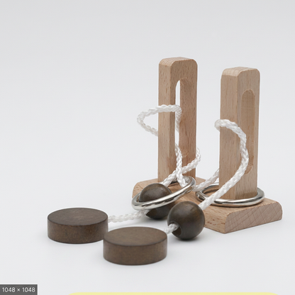 Handmade Wooden Rope Brain Teaser – Logic Puzzle Game for the Whole Family