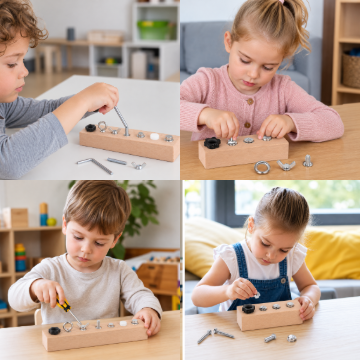 Montessori Wooden Screw & Nut Toy – Fine Motor Skills & Focus Training for Kids