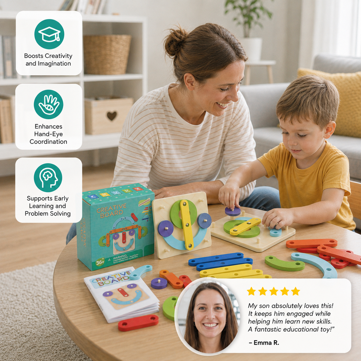 Creative Letters Numbers and Shapes Learning Board