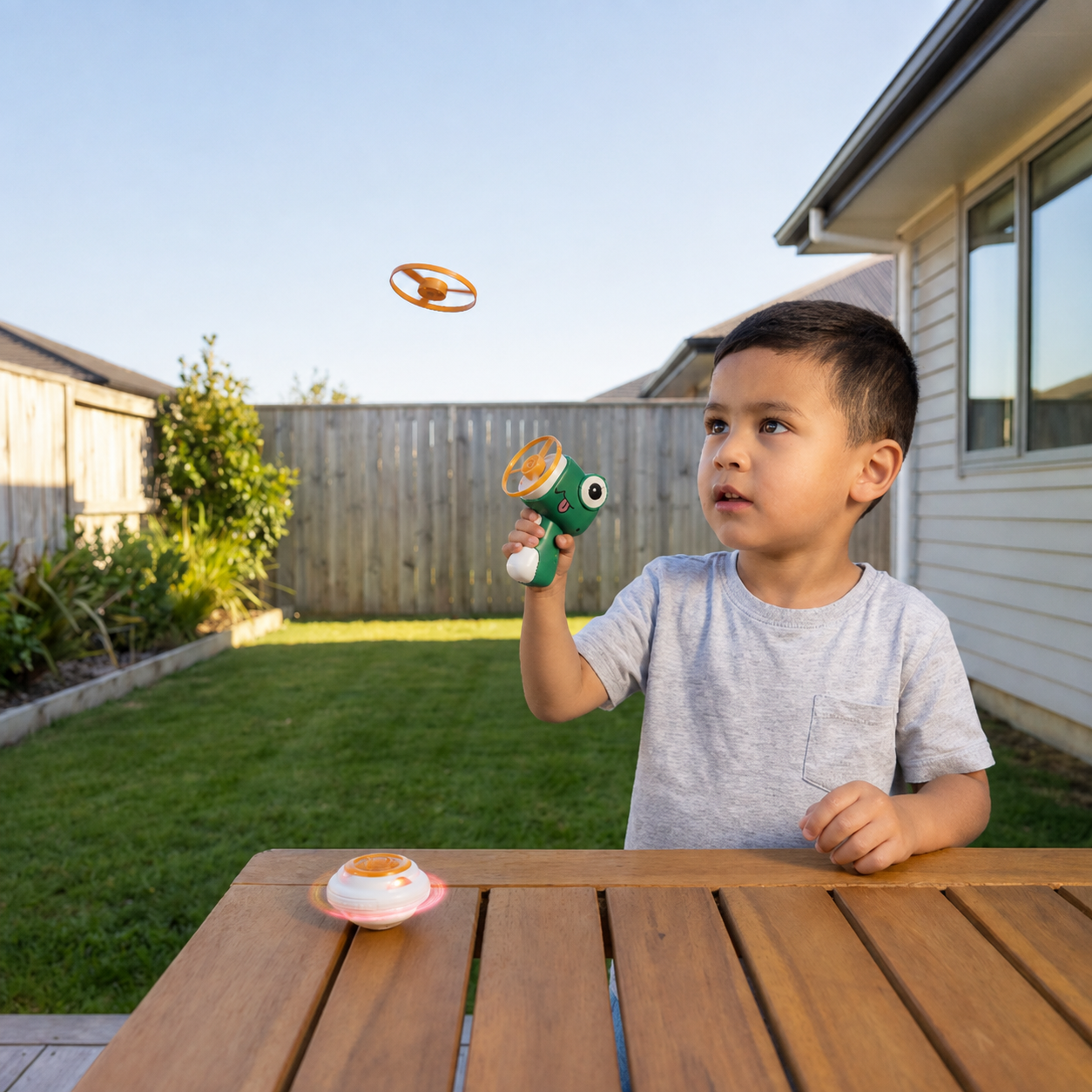2in1 Dino Spinning Top and Frisbee Launcher Toy
