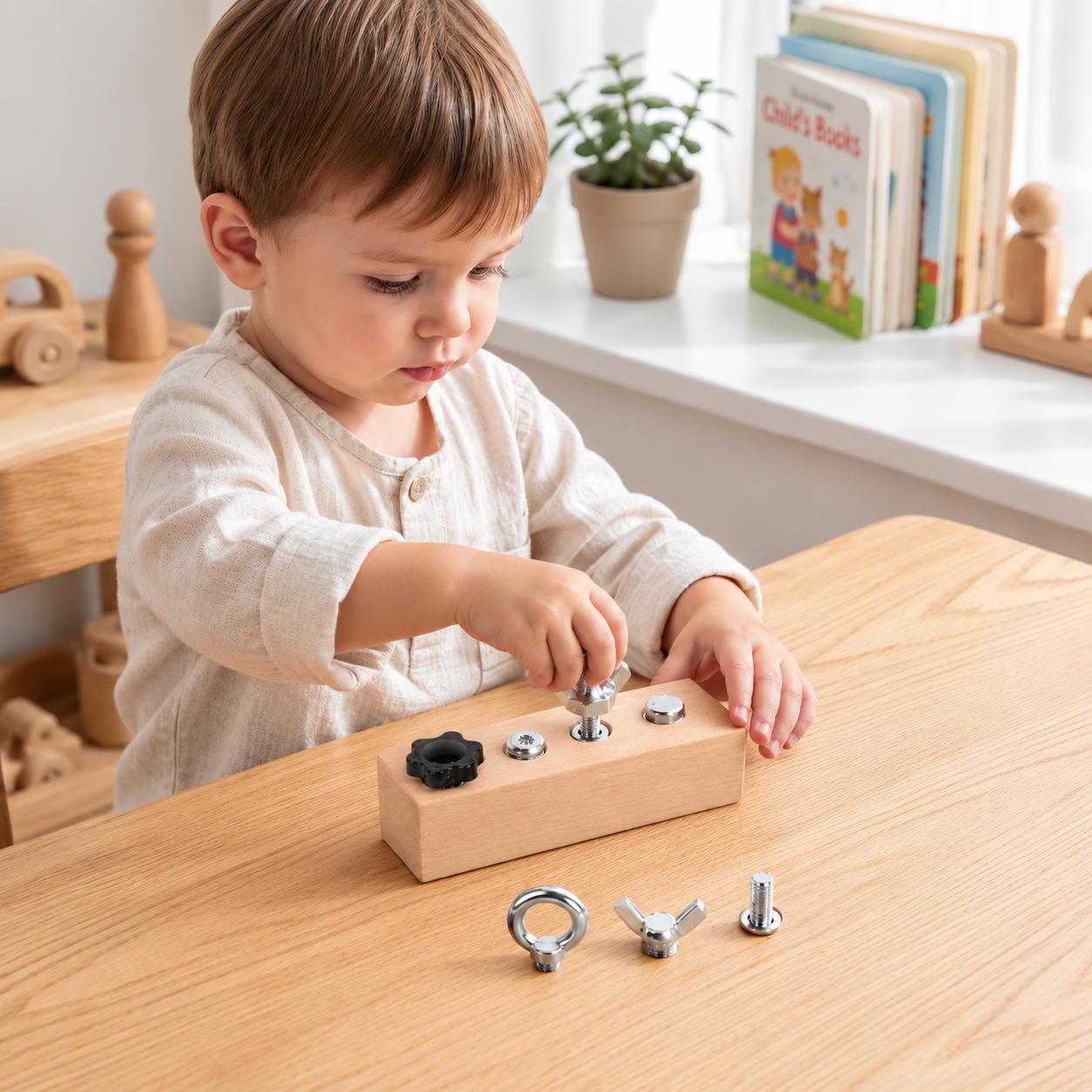 Montessori Wooden Screw & Nut Toy – Fine Motor Skills & Focus Training for Kids