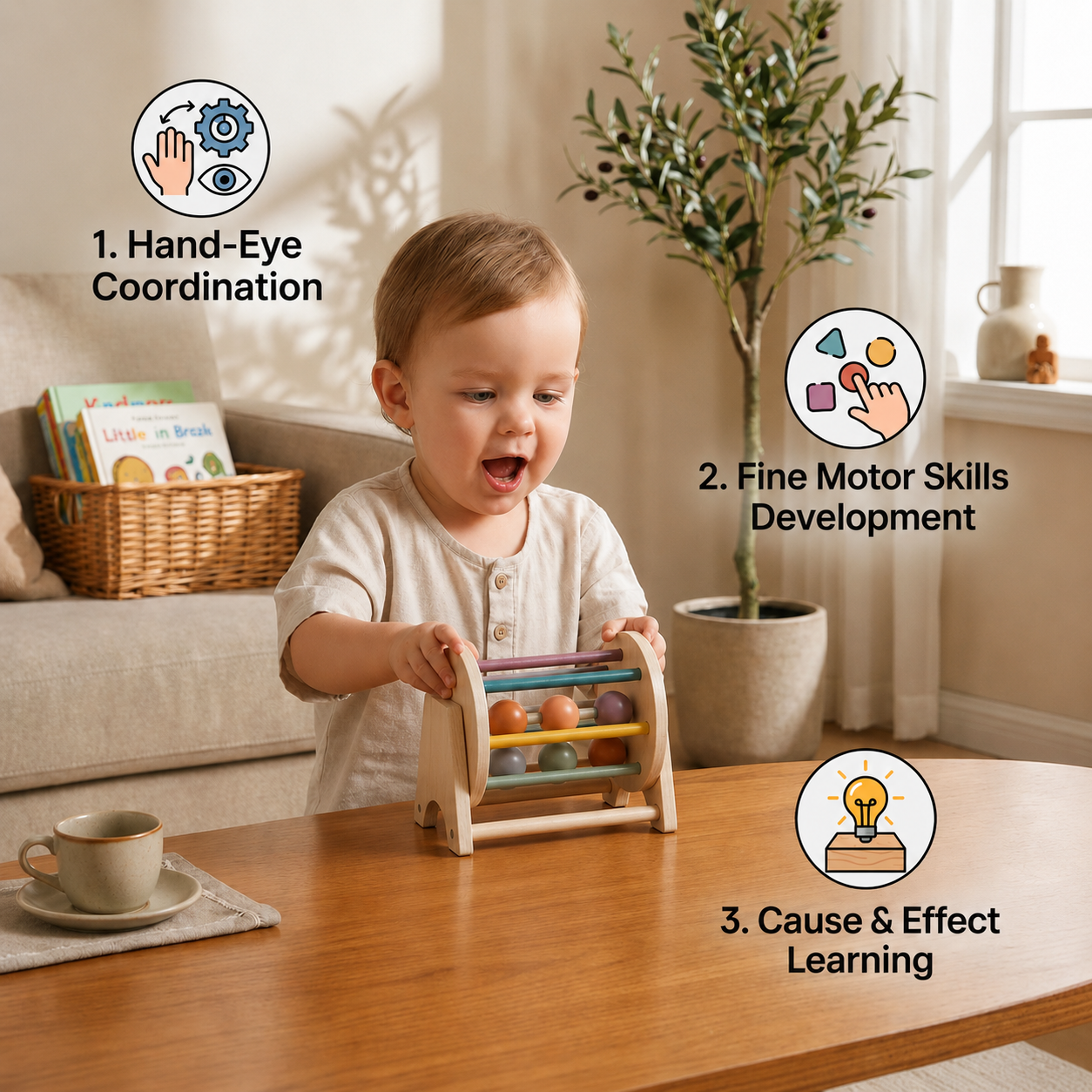 Montessori Wooden Carousel with Balls for Toddlers