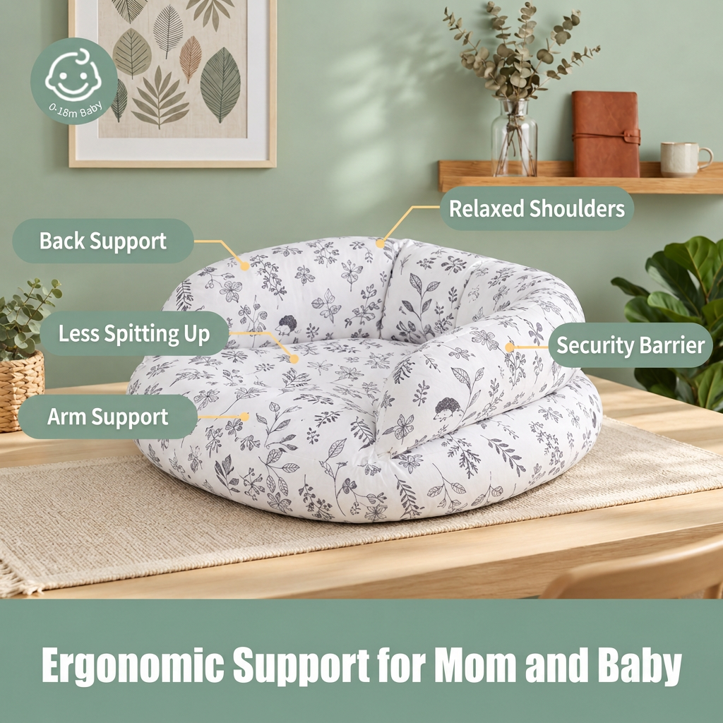 Multifunctional Nursing Pillow for Breastfeeding & Bottle Feeding with Removable Cover