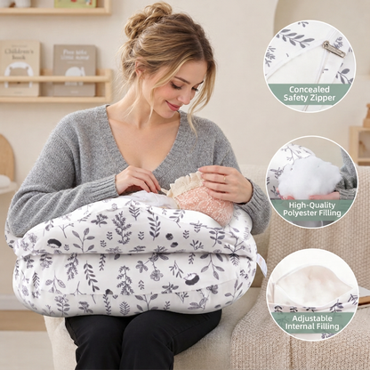 Multifunctional Nursing Pillow for Breastfeeding & Bottle Feeding with Removable Cover