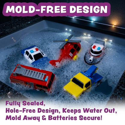 6-Pack Color-Changing Emergency Vehicle Bath Toys for Babies & Toddlers