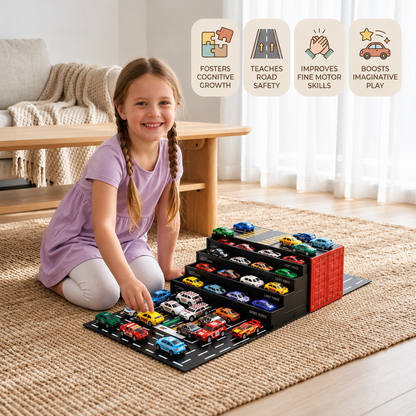 48-Piece Mini Die-Cast Pull-Back Car Set with Storage Container Box