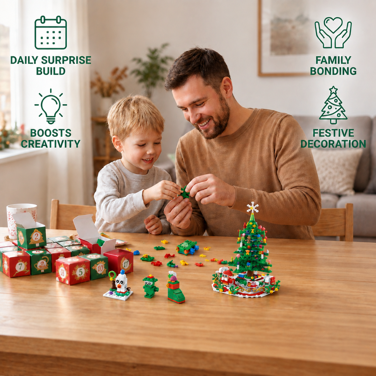 Christmas Tree Building Blocks Advent Calendar for Kids