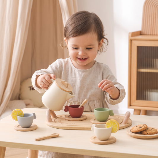 Wood and Silicone Tea Set