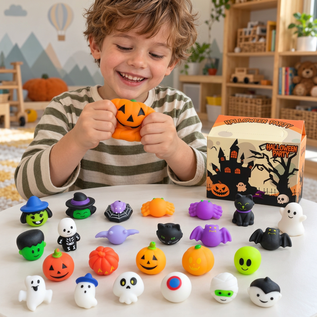 Washable & Reusable Halloween Squishy Toy Set for Party Favors and Trick-or-Treating
