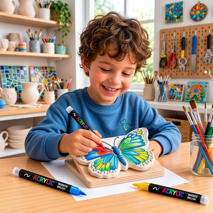 Dual-Tip Acrylic Paint Marker Set with Fine & Brush Tips