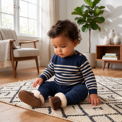 Fluffy Baby & Toddler Slippers with Soft Plush Lining and Non-Slip Soles
