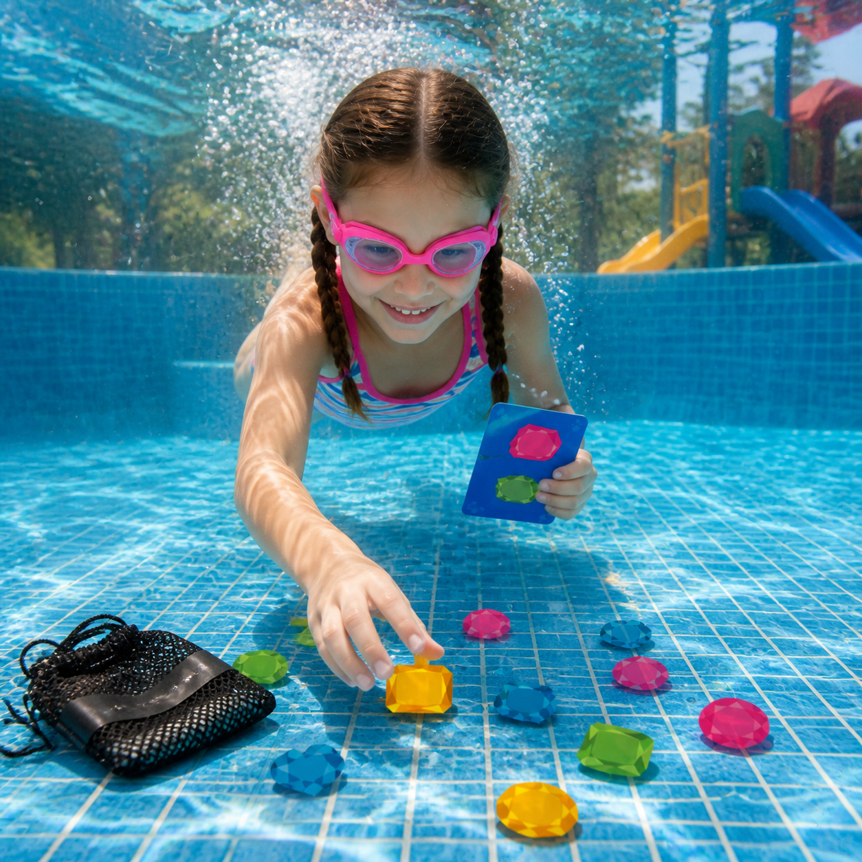 Underwater search & find game with colourful gems