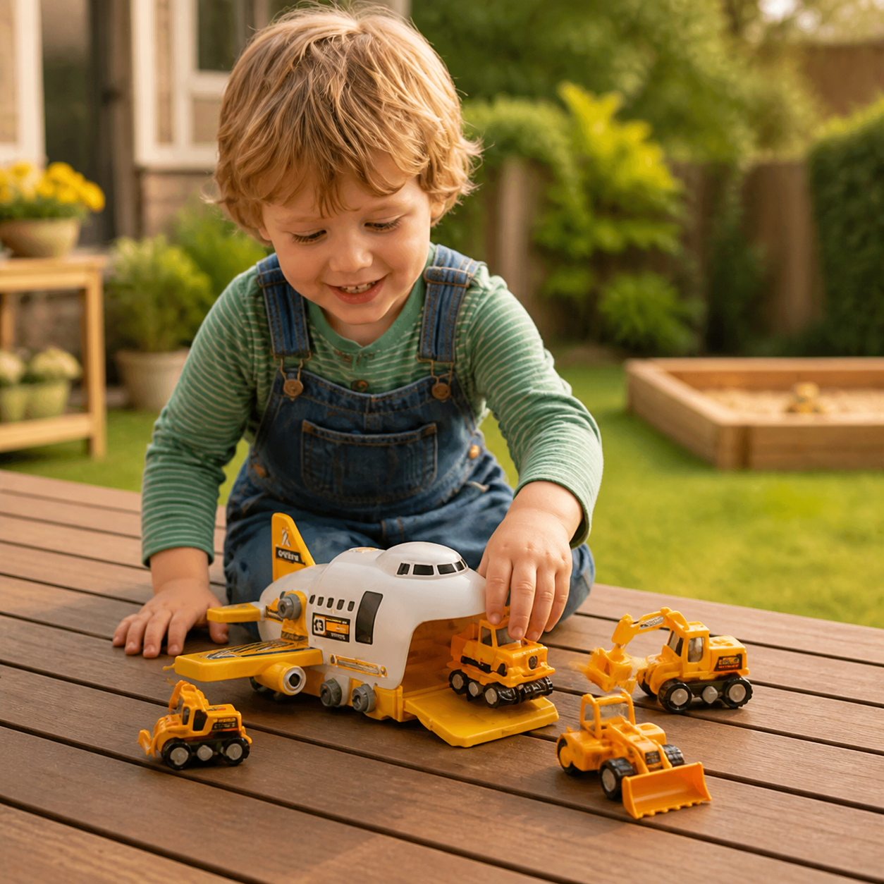 DIY Airplane Transport Truck Playset with Construction Vehicles