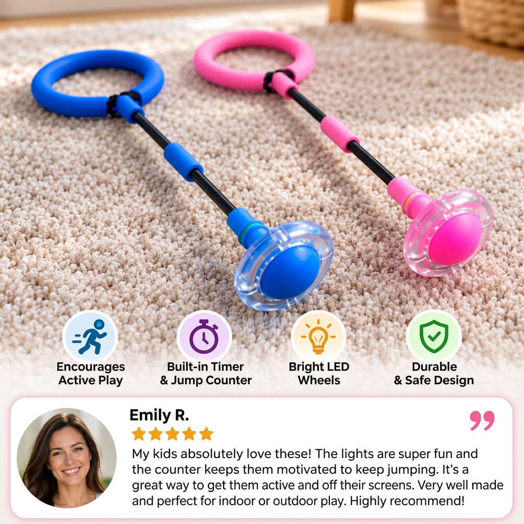 3-in-1 LED Skip Ball with Jump Counter & Timer for Kids