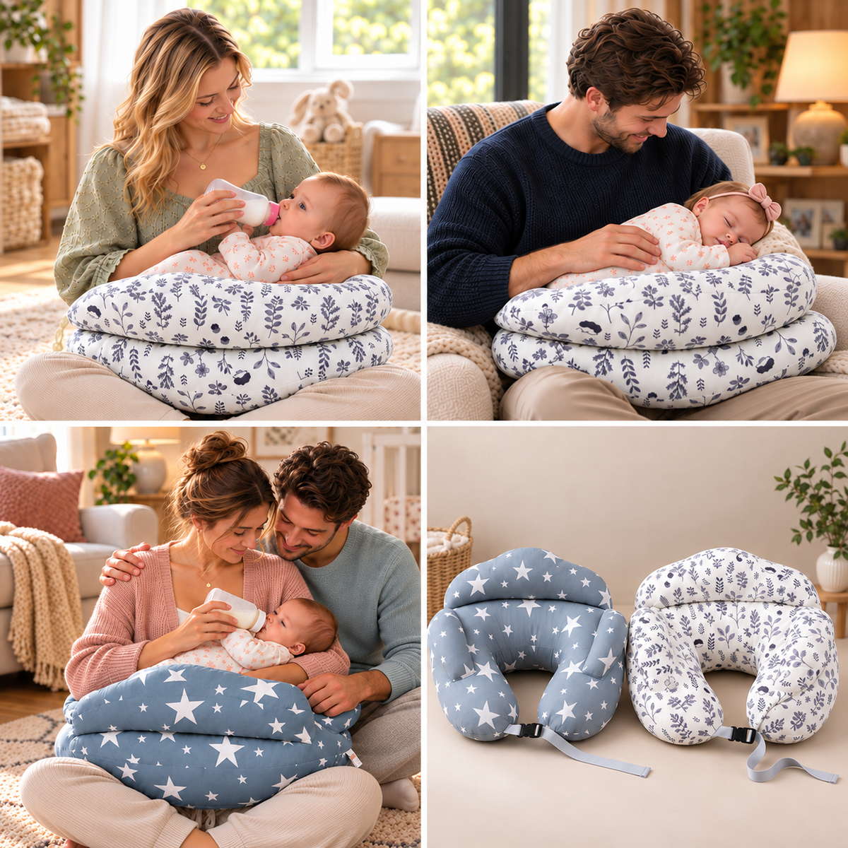 Multifunctional Nursing Pillow for Breastfeeding & Bottle Feeding with Removable Cover