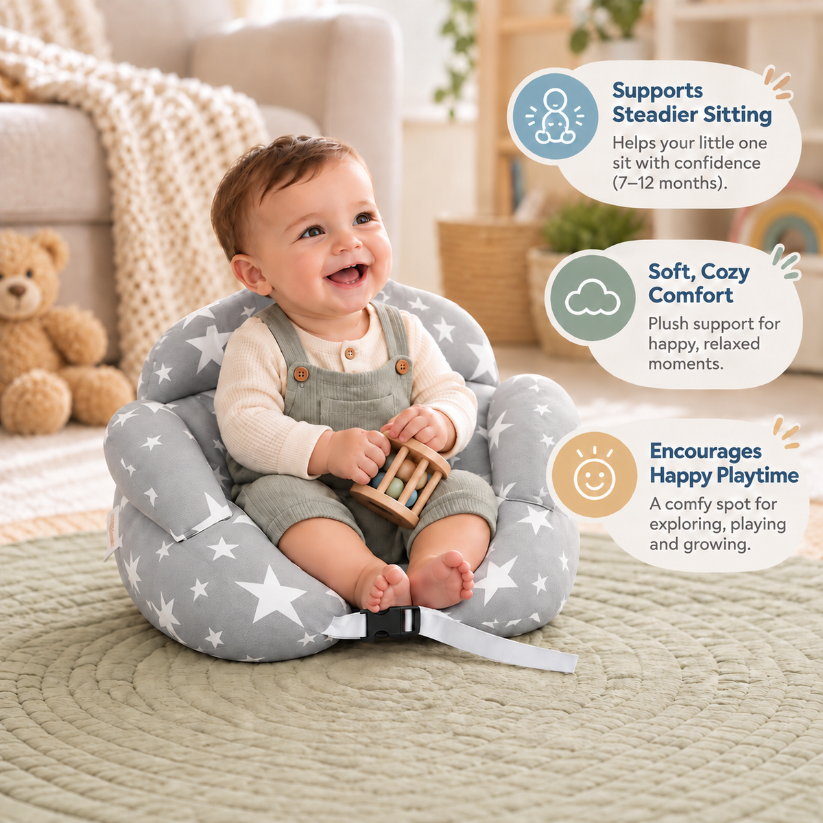 Multifunctional Nursing Pillow for Breastfeeding & Bottle Feeding with Removable Cover