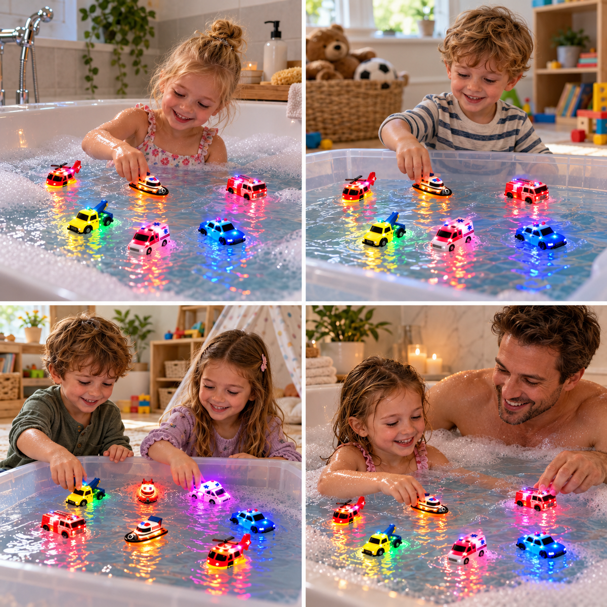 6-Pack Color-Changing Emergency Vehicle Bath Toys for Babies & Toddlers