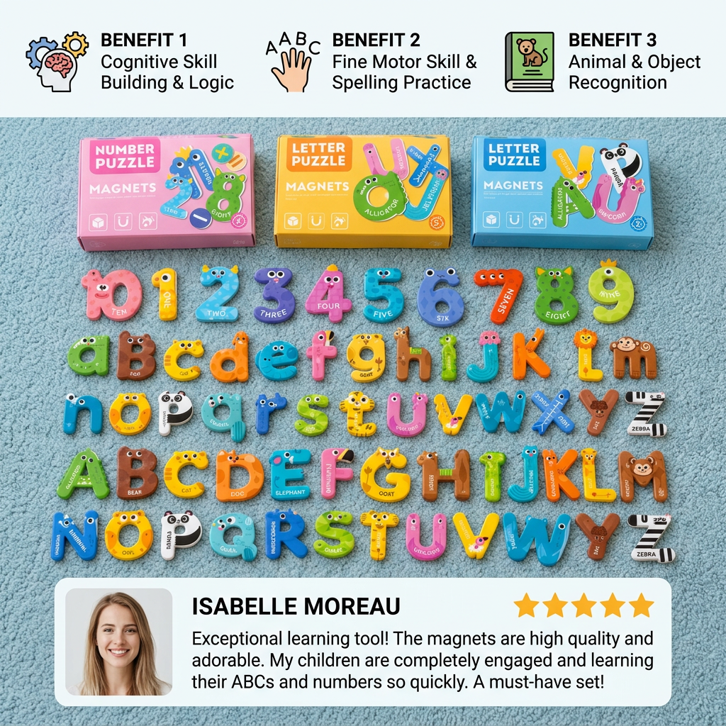 Animal Alphabet & Number Fridge Magnets – Kids’ Spelling and Learning Set