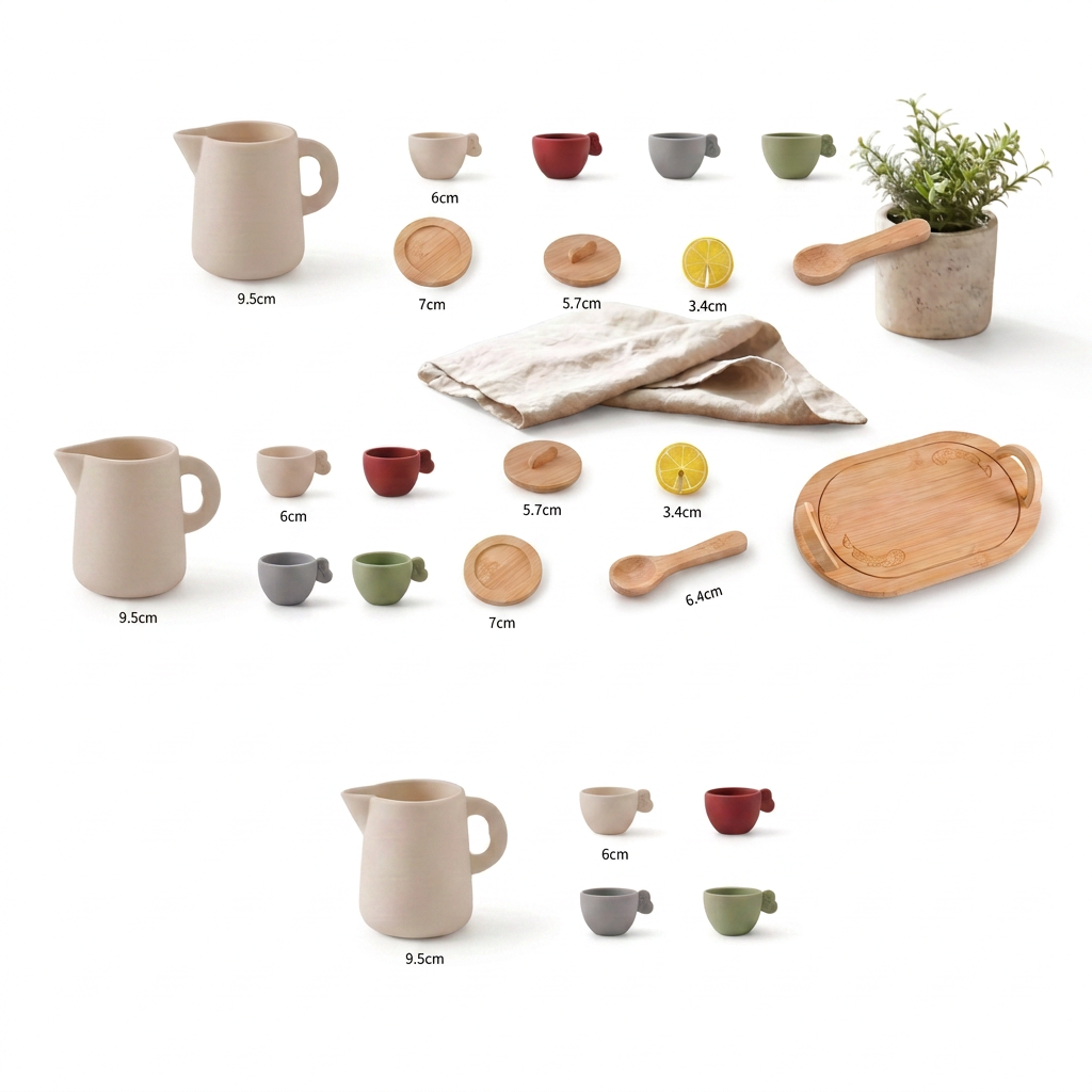 Wood and Silicone Tea Set