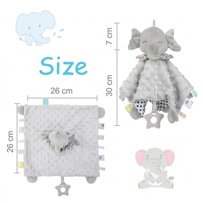 Soothing plush cuddly blanket with rattle