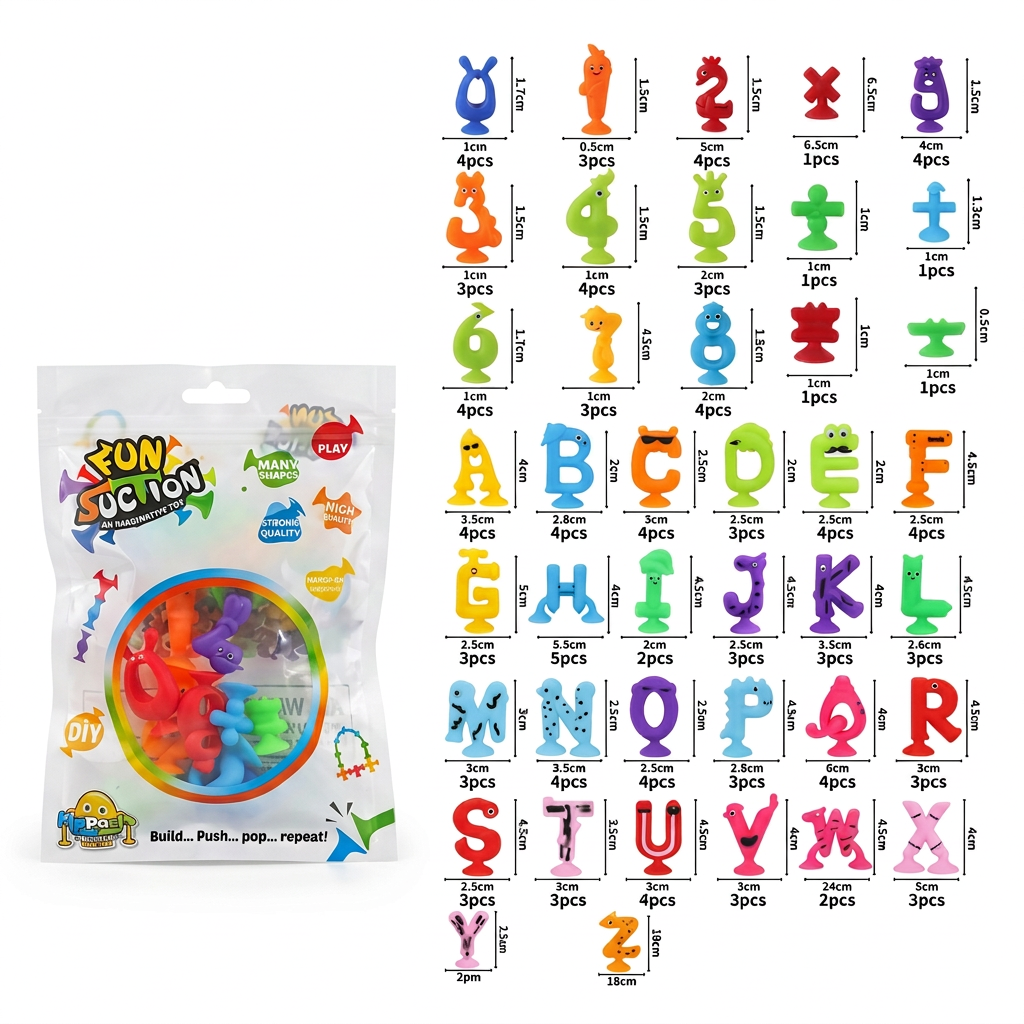 Educational suction cup letters and numbers toy