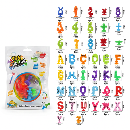 Educational suction cup letters and numbers toy