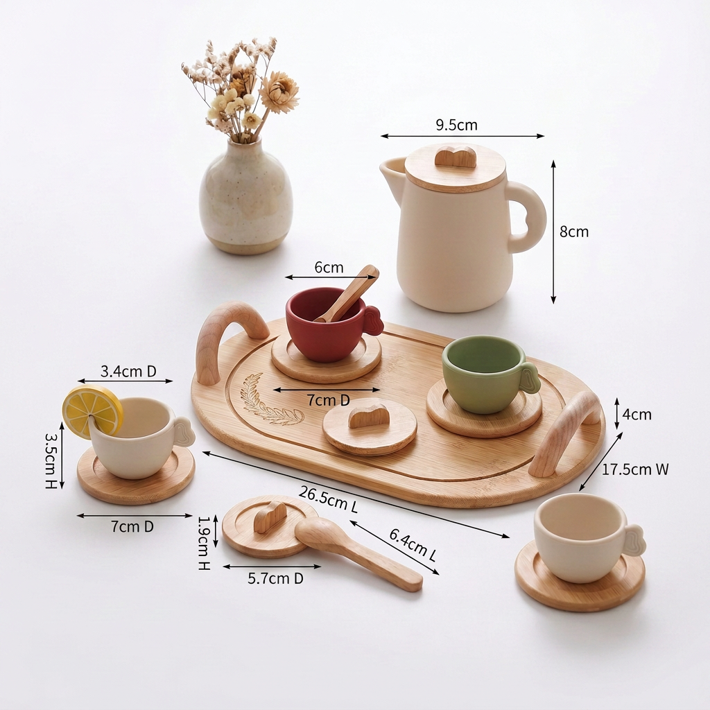 Wood and Silicone Tea Set