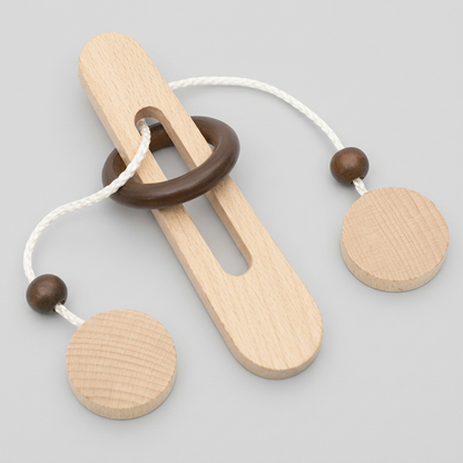 Handmade Wooden Rope Brain Teaser – Logic Puzzle Game for the Whole Family