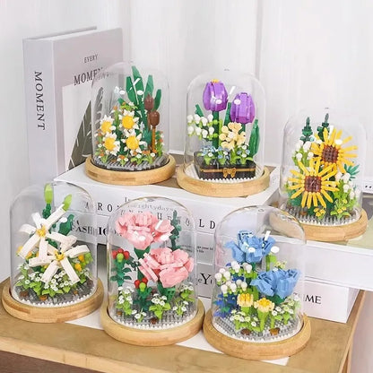 Elegant building block flower in a glass