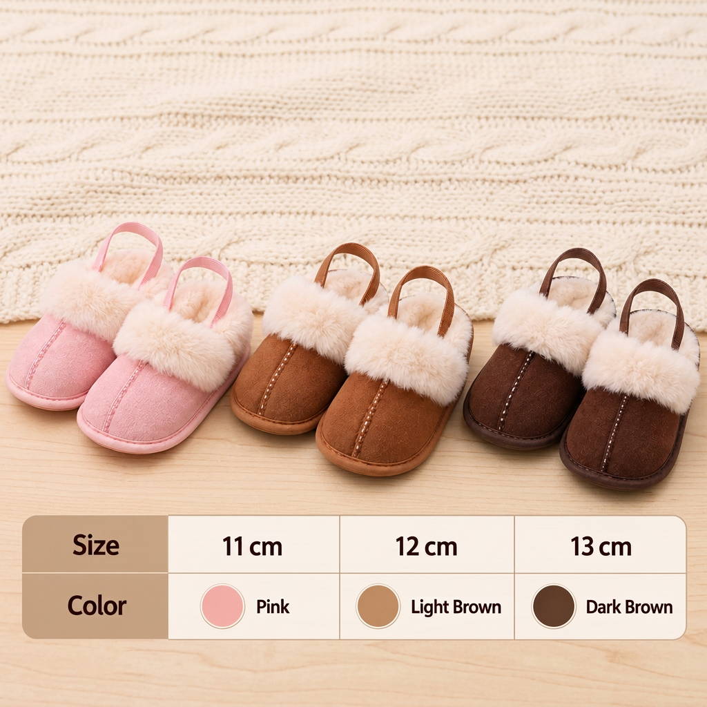 Fluffy Baby & Toddler Slippers with Soft Plush Lining and Non-Slip Soles